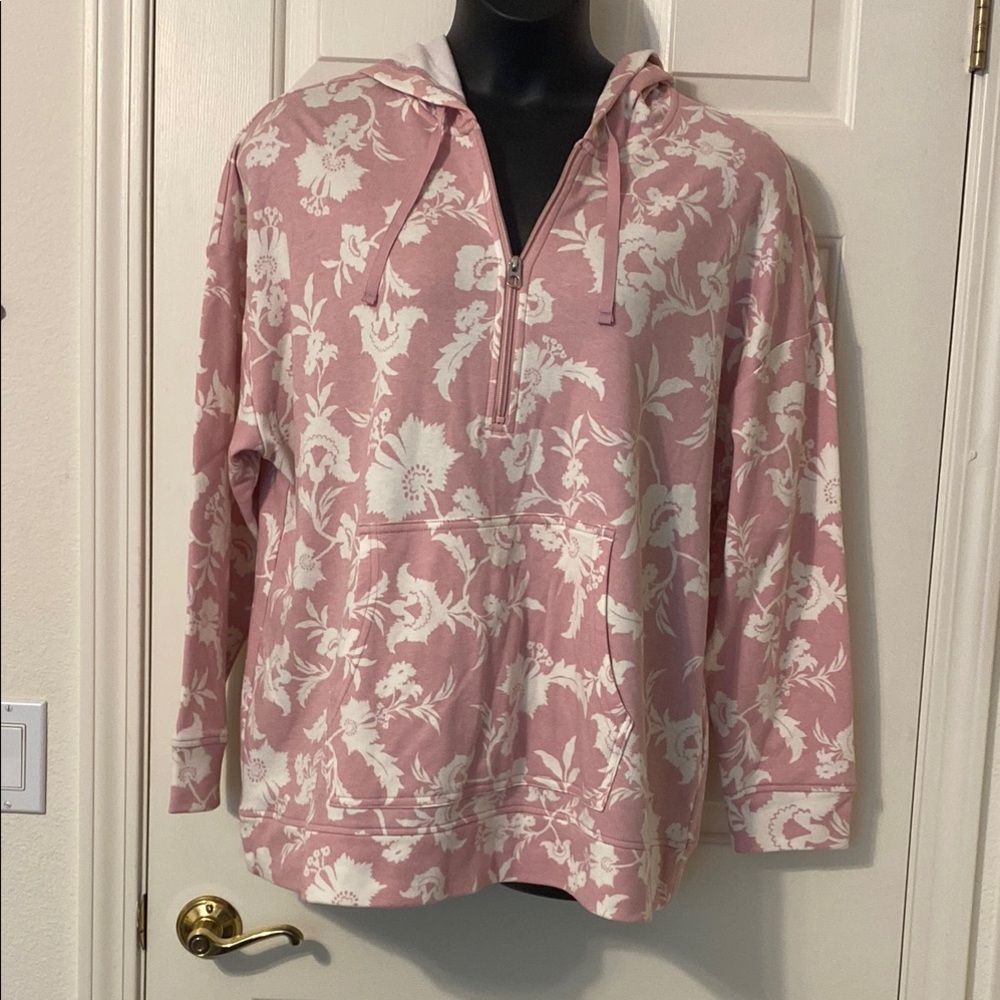 Floral Pink and White Hoodie